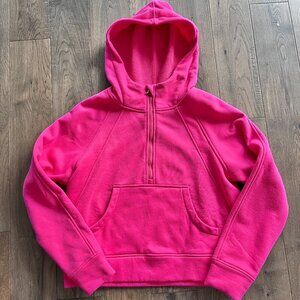 Anrabess Scuba 1/2 Zip Hoodie Hot Pink Sweatshirt Size S Athleisure Pullover